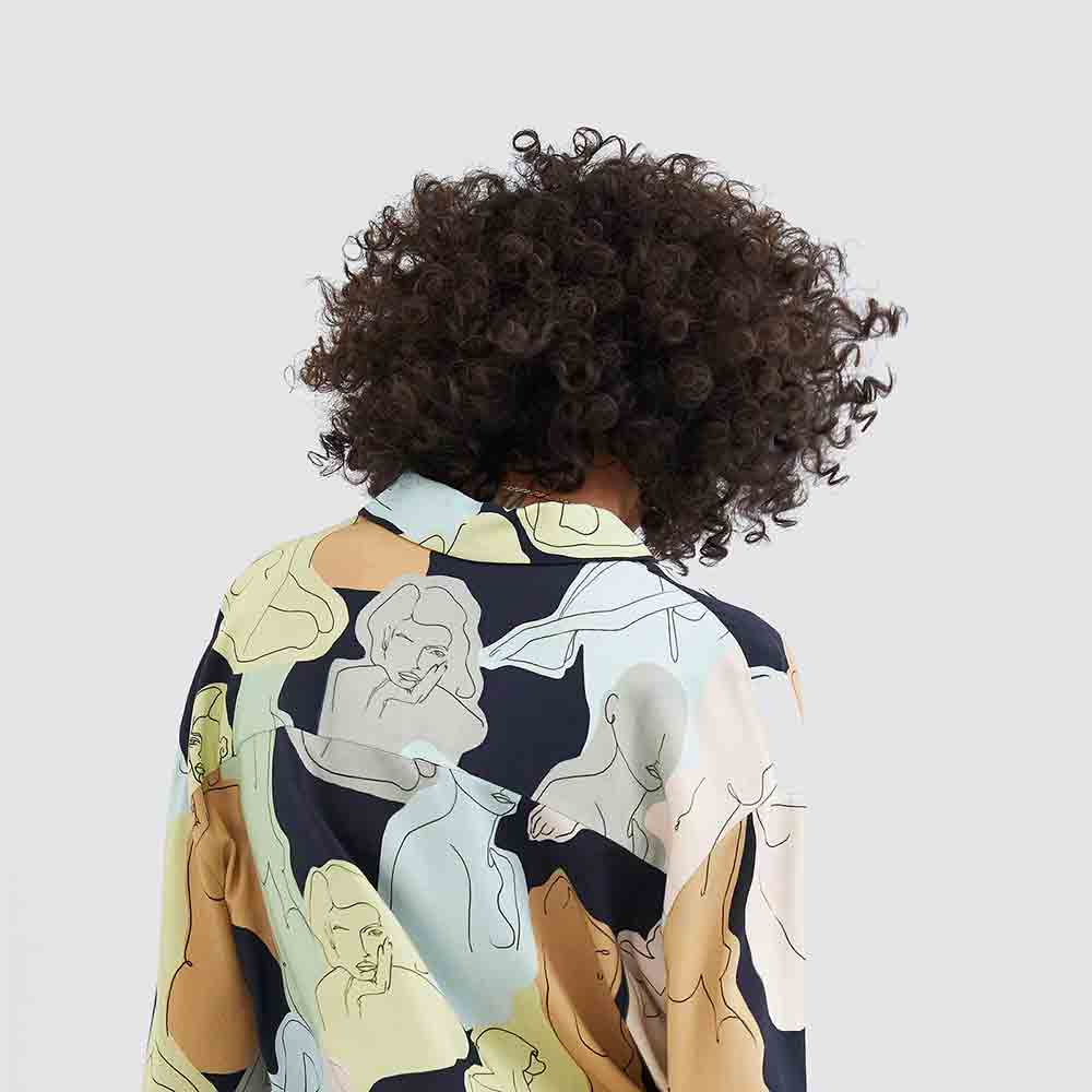 Abstract Print Cotton Blouse - Görsel 3